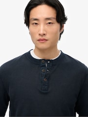 Superdry Blue Lightweight Textured Grandad Top - Image 4 of 6