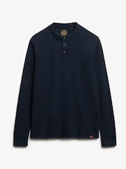 Superdry Blue Lightweight Textured Grandad Top - Image 5 of 6