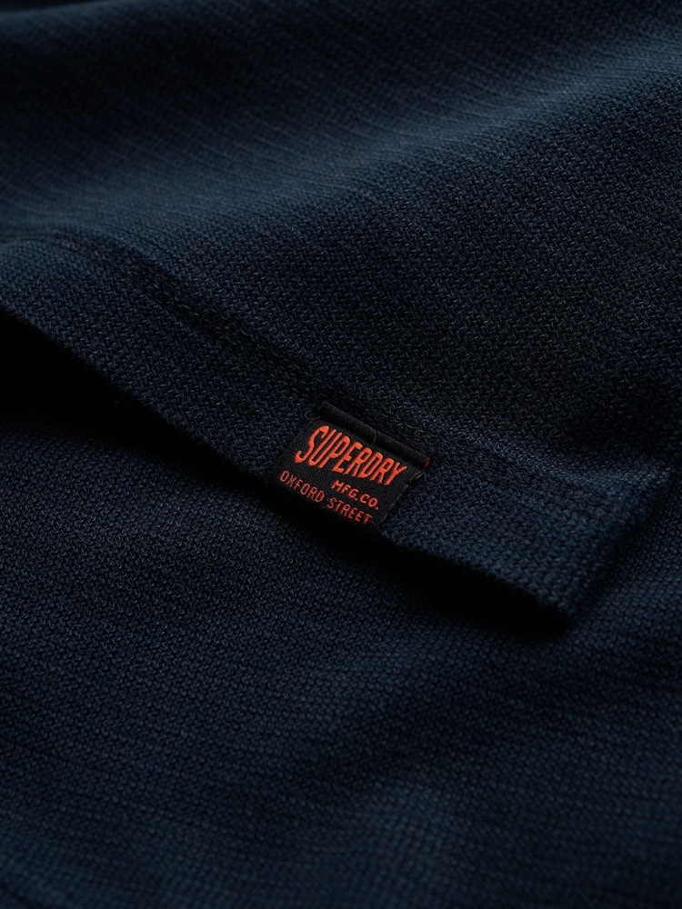 Superdry Blue Lightweight Textured Grandad Top - Image 6 of 6