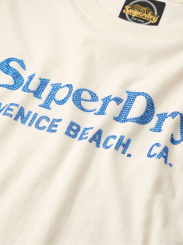 Superdry White Relaxed Venue Metallic T-Shirt - Image 6 of 6