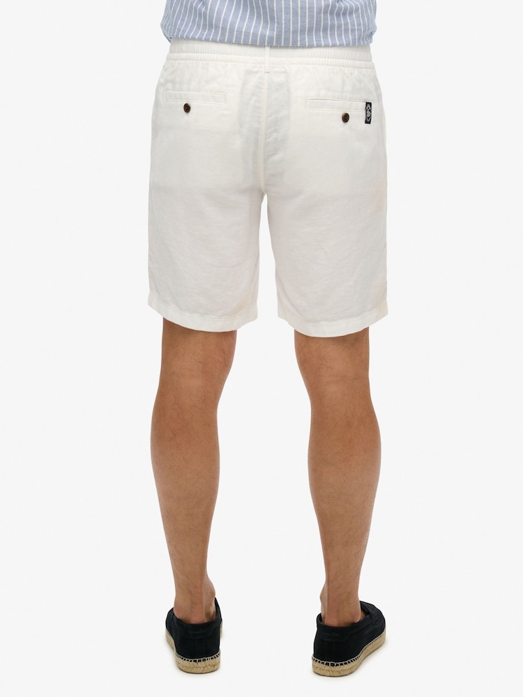 Superdry White The Merchant Store Linen Shorts - Image 2 of 7