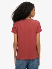 Superdry Red Suika Metallic Relaxed V-Neck T-Shirt - Image 2 of 6