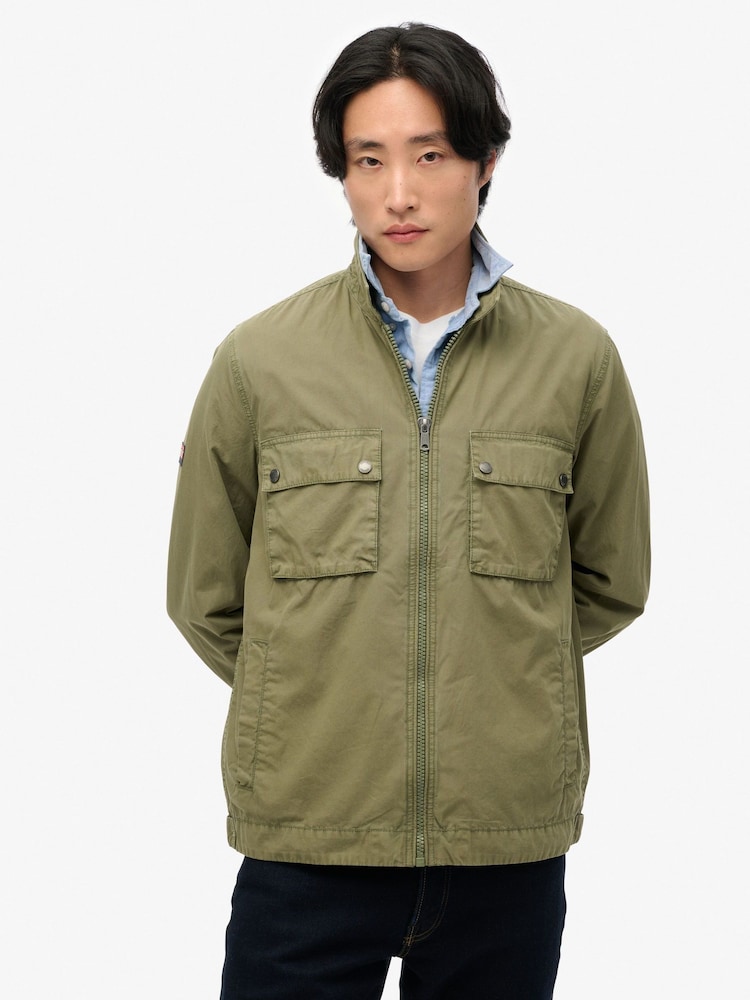 Superdry khaki green Essentials Zip Through Jacket - Image 1 of 3