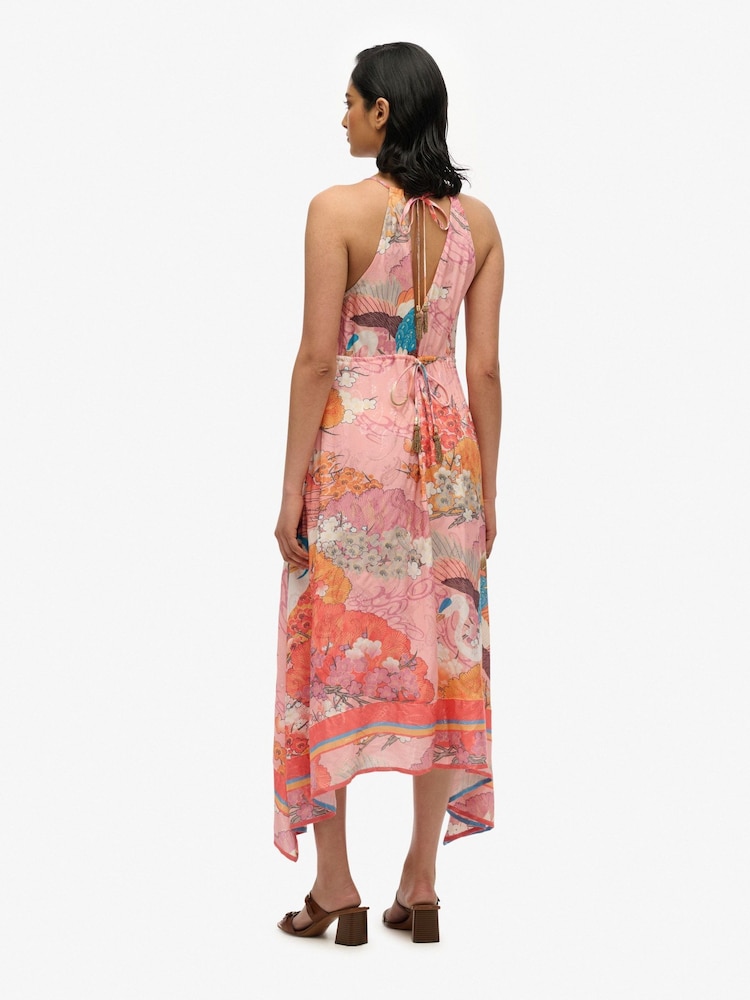 Superdry Pink Printed Jacquard Hanky Hem Dress - Image 2 of 7