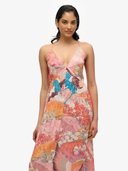 Superdry Pink Printed Jacquard Hanky Hem Dress - Image 3 of 7