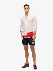 Superdry Blue Nautical Logo 17 Inch Swim Shorts - Image 1 of 8
