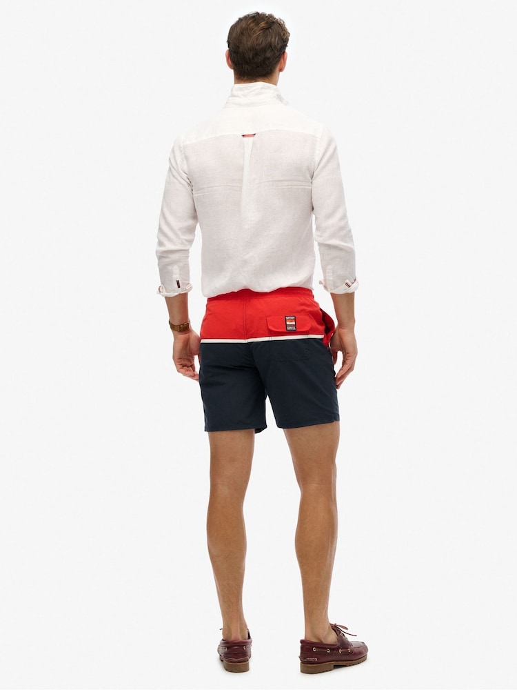 Superdry Blue Nautical Logo 17 Inch Swim Shorts - Image 2 of 8