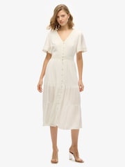 Superdry White Ibiza Short Sleeve Midi Tea Dress - Image 1 of 6