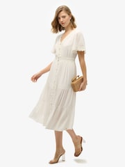 Superdry White Ibiza Short Sleeve Midi Tea Dress - Image 2 of 6