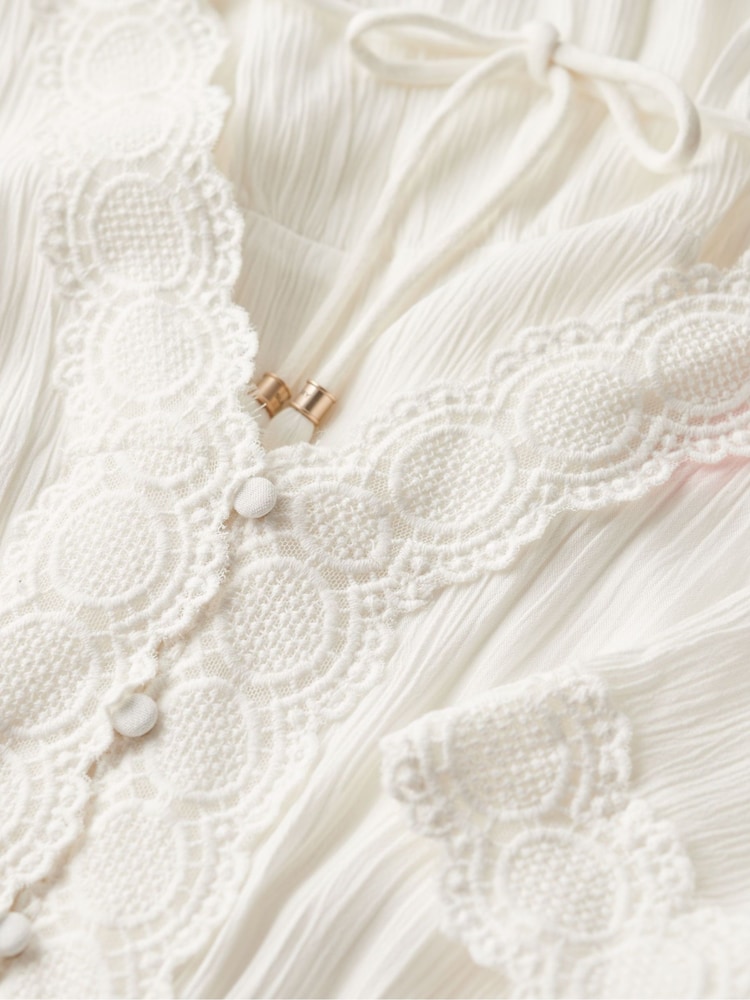 Superdry White Ibiza Short Sleeve Midi Tea Dress - Image 6 of 6