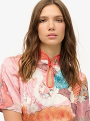 Superdry Pink Mandarin Jacquard Top - Image 2 of 6