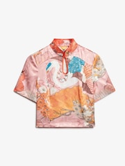 Superdry Pink Mandarin Jacquard Top - Image 5 of 6