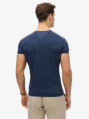 Superdry Blue Slub Short Sleeve Jersey Grandad Top - Image 2 of 6