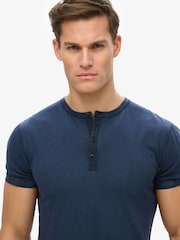 Superdry Blue Slub Short Sleeve Jersey Grandad Top - Image 4 of 6