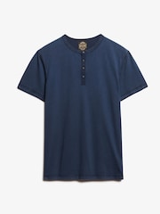 Superdry Blue Slub Short Sleeve Jersey Grandad Top - Image 5 of 6