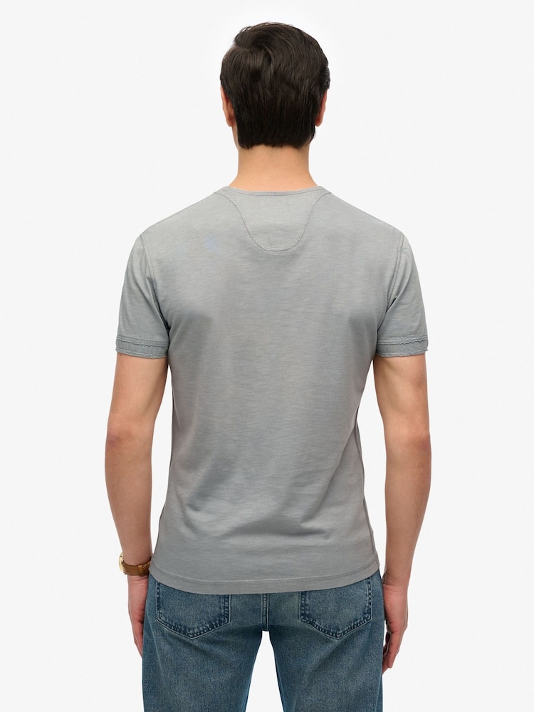Superdry Grey Slub Short Sleeve Jersey Grandad Top - Image 2 of 6