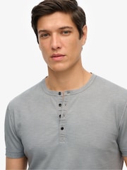 Superdry Grey Slub Short Sleeve Jersey Grandad Top - Image 4 of 6