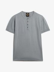 Superdry Grey Slub Short Sleeve Jersey Grandad Top - Image 5 of 6