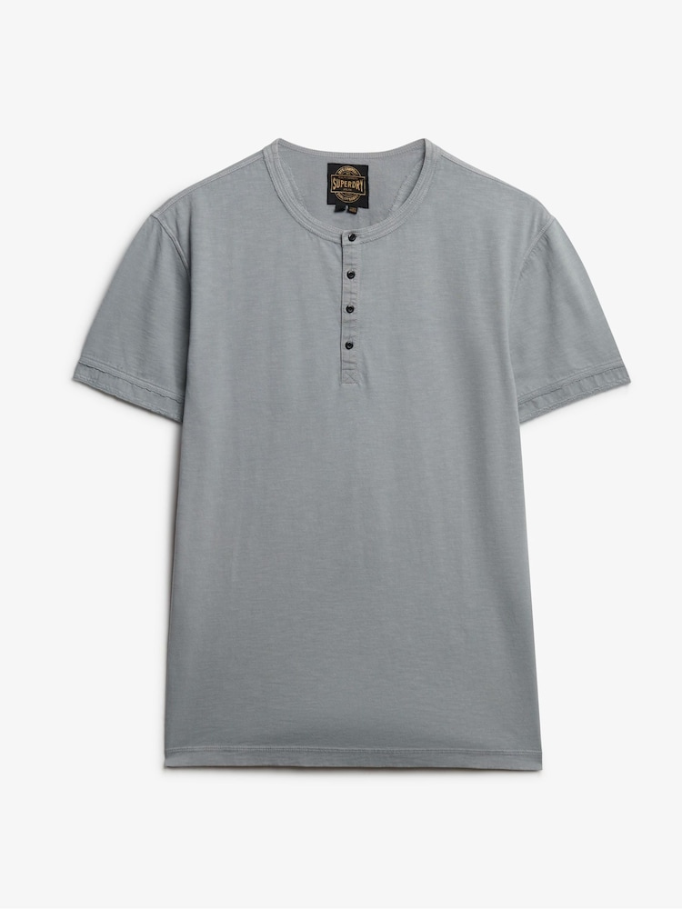 Superdry Grey Slub Short Sleeve Jersey Grandad Top - Image 5 of 6