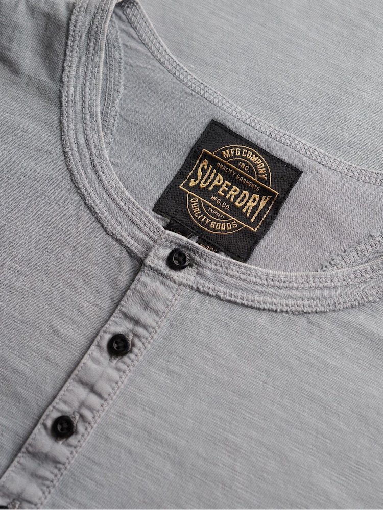 Superdry Grey Slub Short Sleeve Jersey Grandad Top - Image 6 of 6