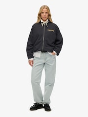 Superdry Grey Oversized Old School Tattoo Zip Hoodie - Image 3 of 6