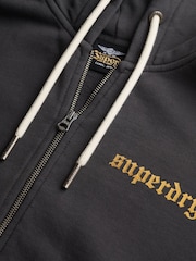 Superdry Grey Oversized Old School Tattoo Zip Hoodie - Image 6 of 6