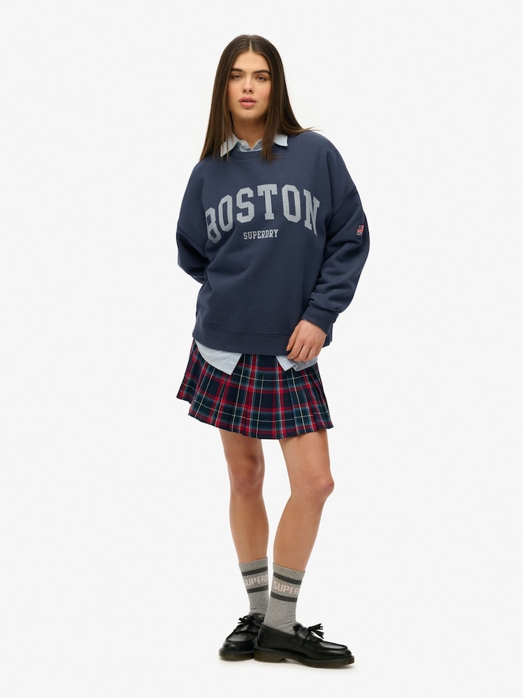 Superdry Blue Oversized Athletic Essentials Crew Sweatshirt - Image 1 of 6