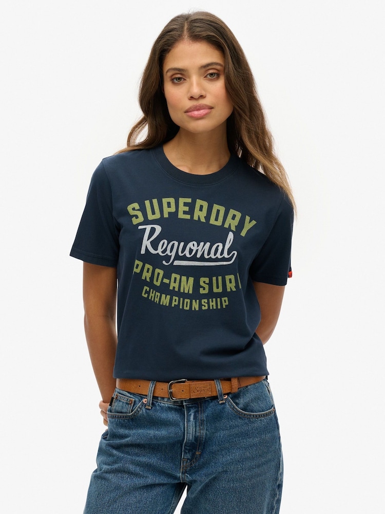 Superdry Blue Relaxed Lo-Fi Outdoor T-Shirt - Image 1 of 6
