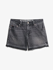 Superdry Black Mid Rise Cut Off Shorts - Image 6 of 7