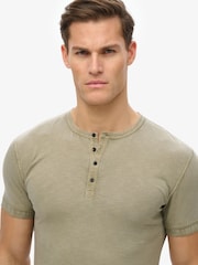 Superdry Green Slub Short Sleeve Jersey Grandad Top - Image 4 of 6