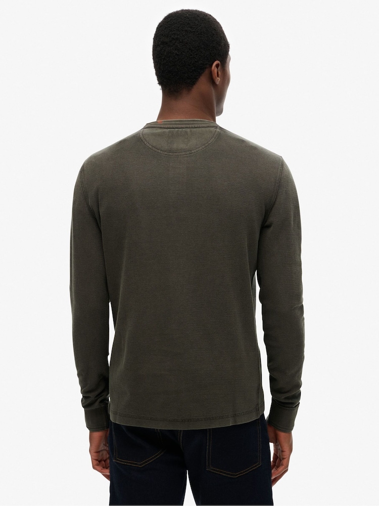 Superdry Green Lightweight Textured Grandad Top - Image 1 of 4