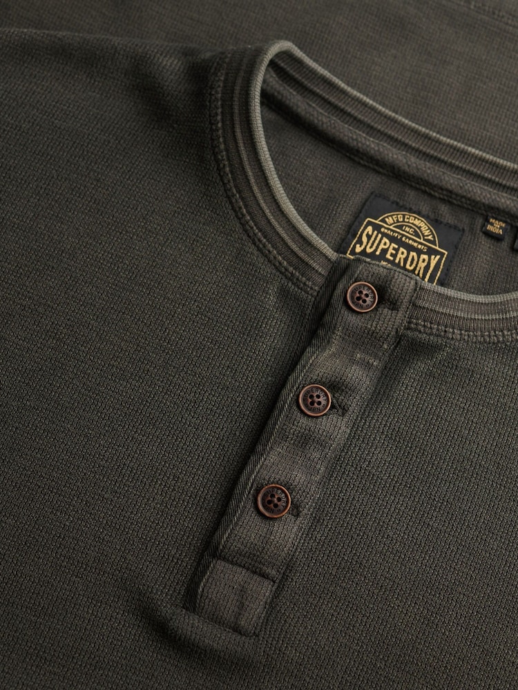 Superdry Green Lightweight Textured Grandad Top - Image 4 of 4