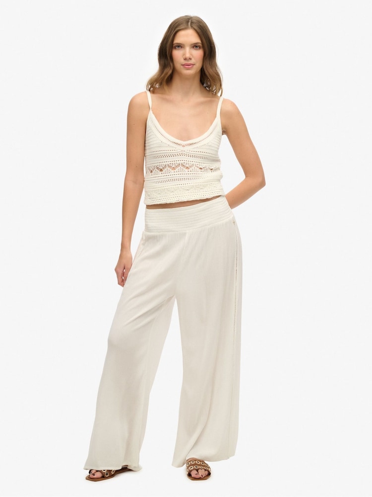 Superdry White Beach Trouser - Image 1 of 7