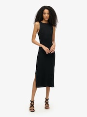 Superdry Black Jersey Twist Back Midi Dress - Image 1 of 6