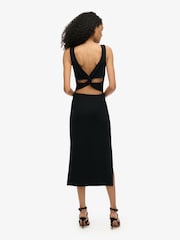 Superdry Black Jersey Twist Back Midi Dress - Image 2 of 6