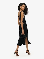 Superdry Black Jersey Twist Back Midi Dress - Image 4 of 6