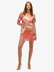 Superdry Pink Mandarin Jacquard Mini Dress - Image 1 of 7