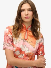 Superdry Pink Mandarin Jacquard Mini Dress - Image 3 of 7