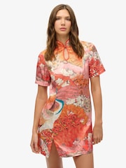 Superdry Pink Mandarin Jacquard Mini Dress - Image 4 of 7