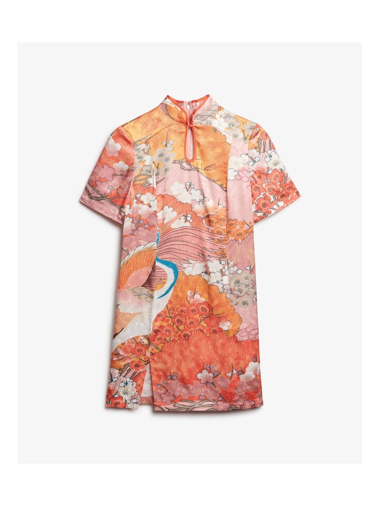 Superdry Pink Mandarin Jacquard Mini Dress - Image 6 of 7