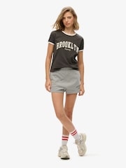 Superdry Grey Athletic Essentials Graphic Print Shorts - Image 4 of 7