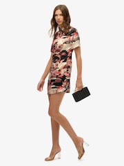 Superdry Pink Mandarin Jacquard Mini Dress - Image 1 of 7