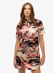 Superdry Pink Mandarin Jacquard Mini Dress - Image 2 of 7