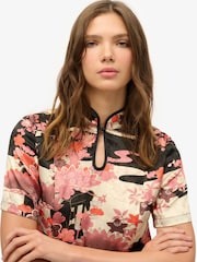 Superdry Pink Mandarin Jacquard Mini Dress - Image 5 of 7