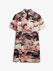 Superdry Pink Mandarin Jacquard Mini Dress - Image 6 of 7