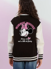 Brands In Black Minnie Mouse Print Classy Varsity Jacket - Image 2 of 4