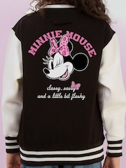 Brands In Black Minnie Mouse Print Classy Varsity Jacket - Image 3 of 4