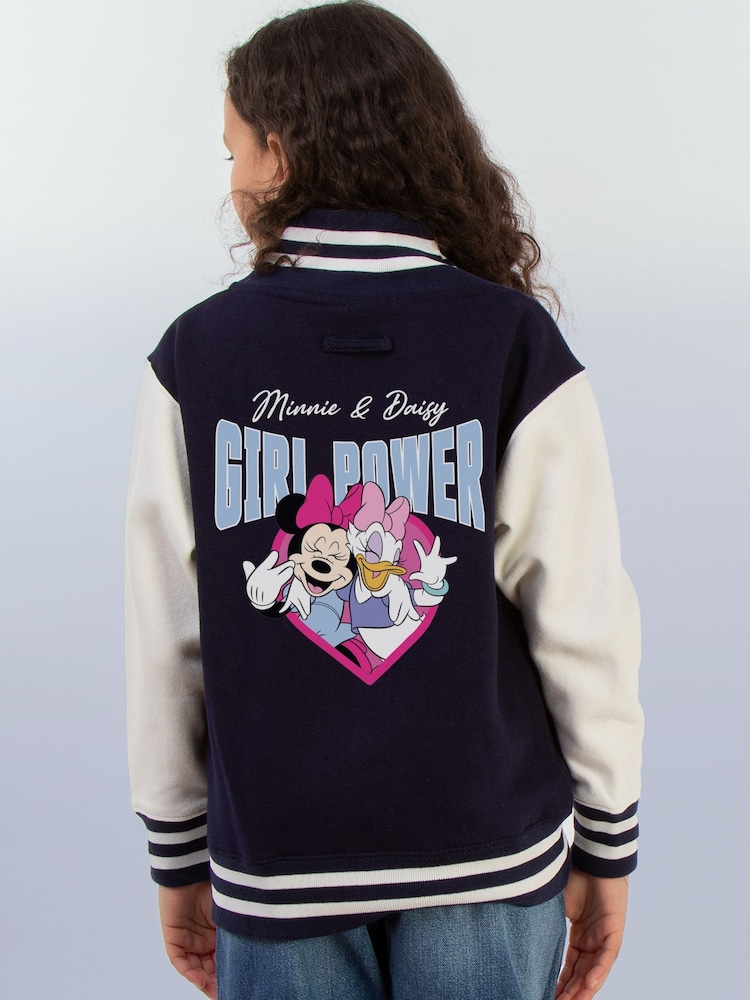 Brands In Blue Girl Power Minnie Mouse Print Varsity Jacket - Image 2 of 4