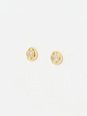 Oliver Bonas Gold Tone Isla Moonstone Stud Earrings - Image 1 of 5