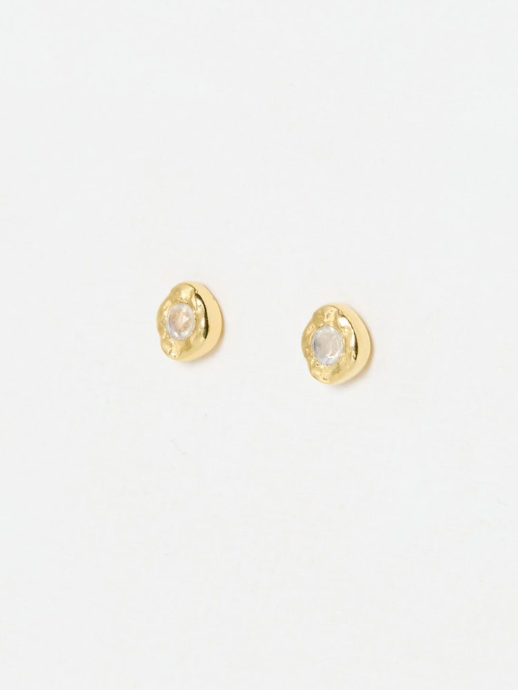 Oliver Bonas Gold Tone Isla Moonstone Stud Earrings - Image 1 of 5